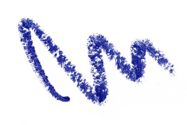 Göz kalemi darbesi izi izole edildi. Göz çevresi kalem darbesi lekesi mavi renk. Göz farı dalgalı şekilli. Güzellik dekoratif makyaj ürünü kumaşı. Tasarım şablonu