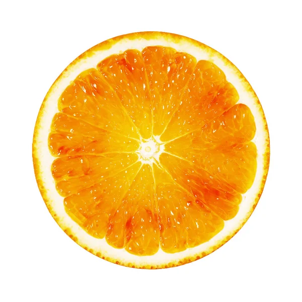 Frische Orangenscheibe Isoliert Auf Weißem Hintergrund Ein Stück Helle Zitrusfrüchte — Stockfoto