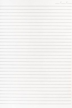 Bir sayfalık kitap sayfası alıştırması, bir sayfa. Boş çizgili çalışma kitabı. Not defteri şablonu boş. Okul ve ofis kağıtları. Kağıt dokusu, yakın plan