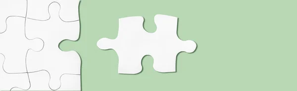 Puzzle Superfície Verde Conexão Rede Ideia Sinergia Metáfora Trabalho Equipa — Fotografia de Stock