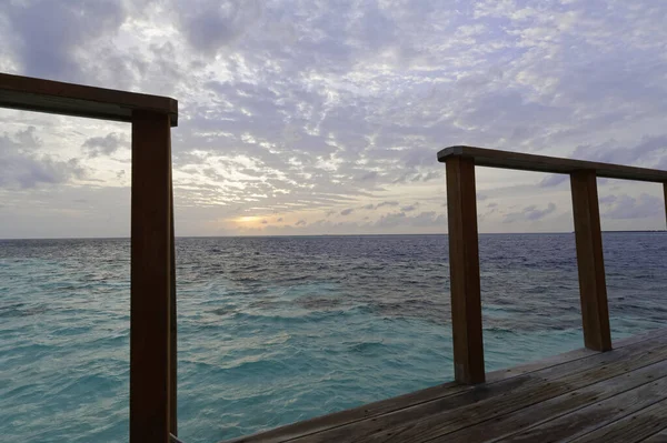 Hermosa Puesta Sol Crepuscular Isla Exótica Maldivas — Foto de Stock