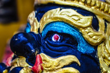 Tayland, Chiang Mai 'deki Wat Ban Buak Krok Noi Tapınağı' ndaki eski Rahu heykeli..