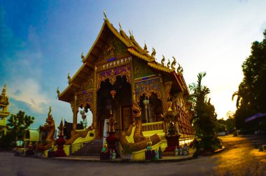 Güzel bir akşam manzarası Wat Ban Buak Krok Noi Tapınağı Chiang Mai, Tayland