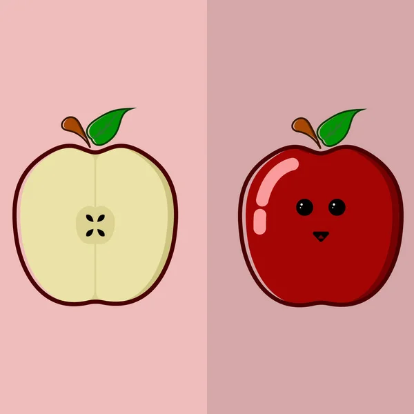 可爱的扁平苹果插图 — 图库矢量图片