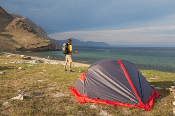 Sunrise in camping dag — Stockfoto