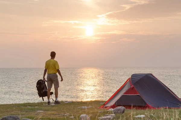 Sunrise in camping day — Stock Photo, Image