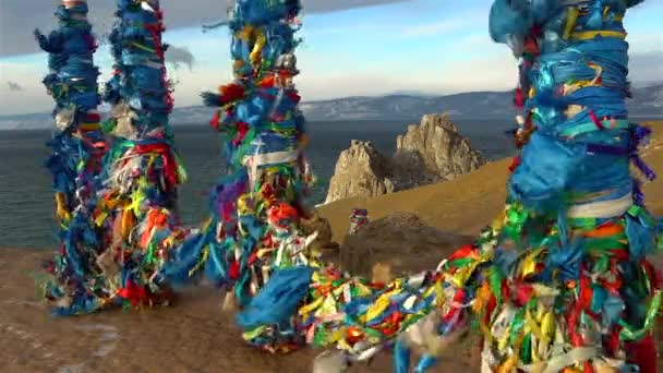 バイカル湖にモンゴルへ島の穴極 — ストック動画