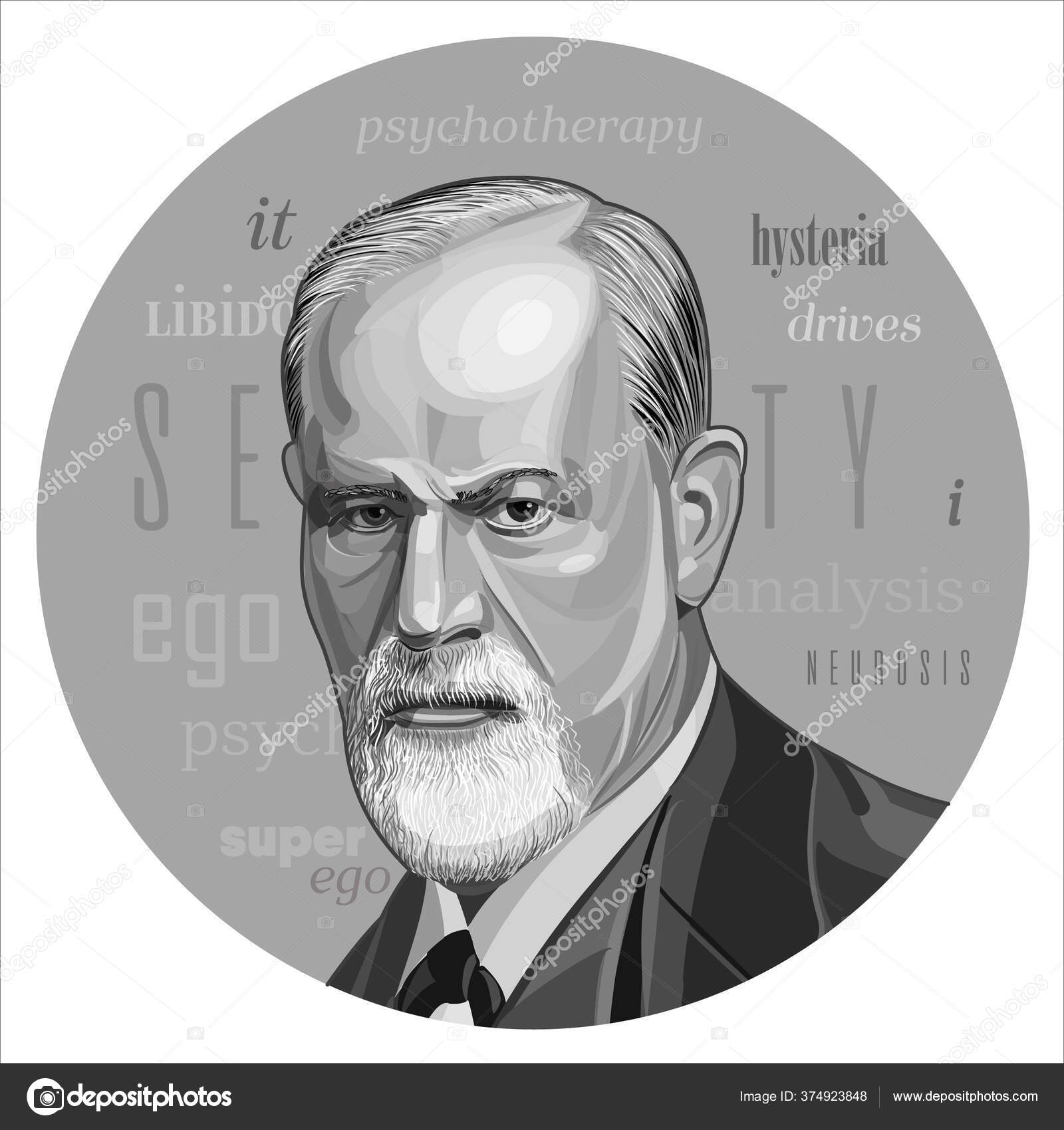 Sigmund Freud Father Psychoanalysis Portrait Ego Superego Libodo Sexuality Vector Stock Vector Image By C Granat Art