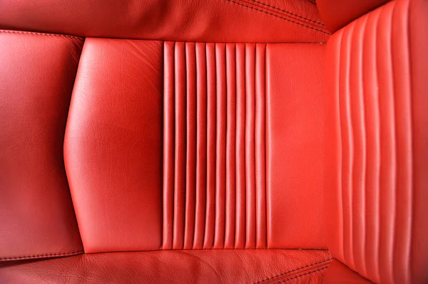 Detalle Del Asiento Cuero Rojo Maserati Con Varios Pliegues Detalles — Foto de Stock