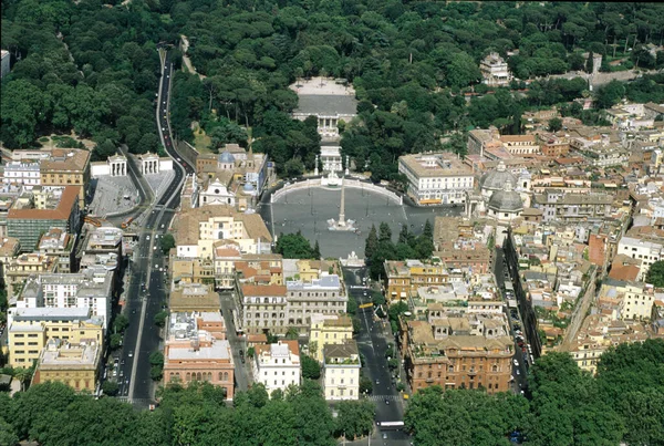 Vista Aerea Dall Alto Del Centro Storico Roma Piazza Popolo — Foto Stock