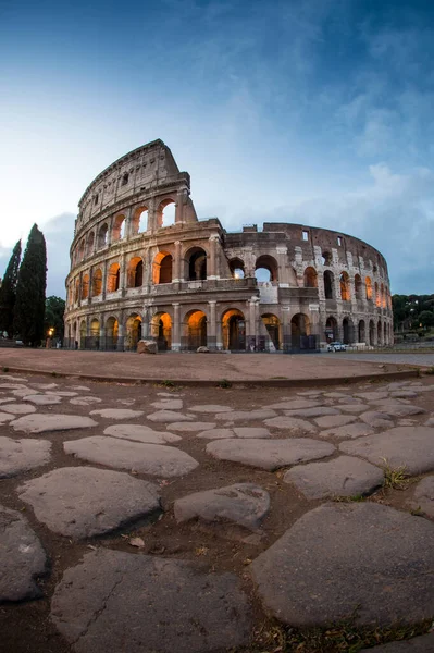 Rom Italien Collosseum Gryningen Och Romerska Stenar — Stockfoto