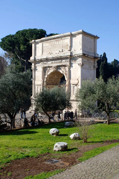 View Arch Emperor Titus Roman Forum Rome Italy — Stock Photo, Image