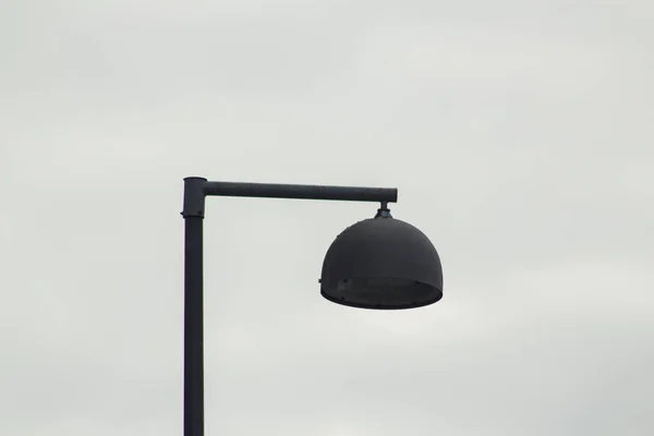 Black Metal Lamp Street Blue Sky Copy Space — Stock Photo, Image