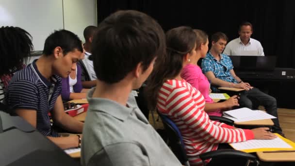 Group of students in music class — Stock Video