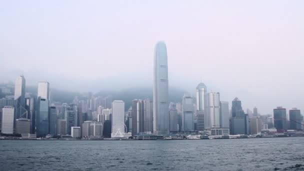 Modern skyscrapers and at Victoria Harbour — Stock Video