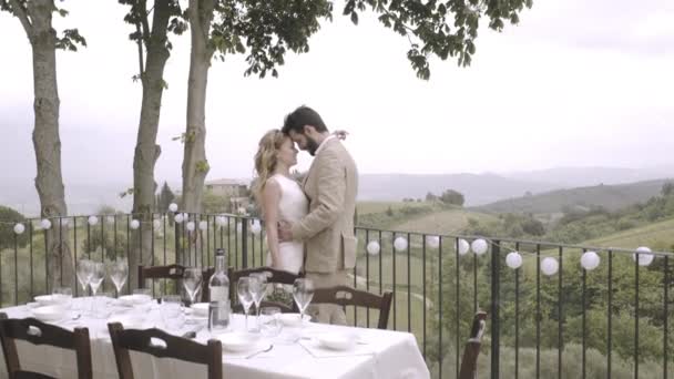 Sposa e sposo baciare alla festa di nozze — Video Stock