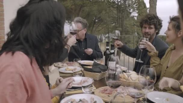 Comedor familiar al aire libre — Vídeos de Stock