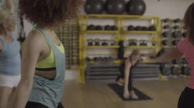 Yetişkin kadınların yoga egzersizleri yapıyor grup