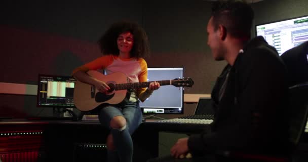 Singer Producer Working Track Together — Stock Video