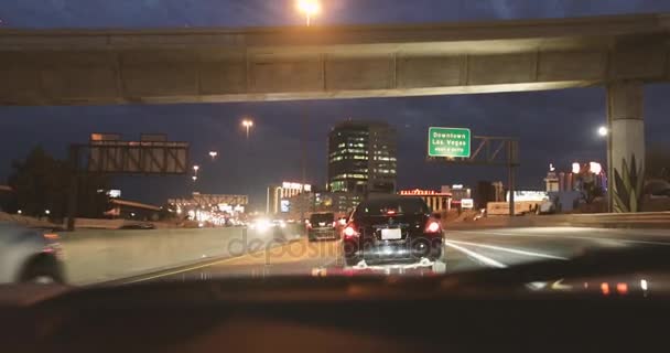 Pov Trafik Trafikerad Väg Till Downtown Las Vegas — Stockvideo