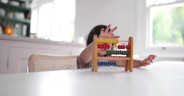 Girl Using Abacus Count — Stock Video