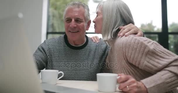 Senior couple using a laptop — Stockvideo