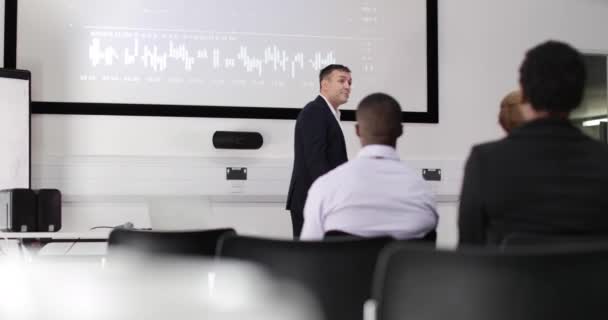 Homme Affaires Dirigeant Une Conférence Formation — Video