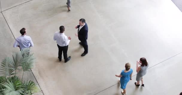 Overhead Shot Busy Office Reception — Stock Video