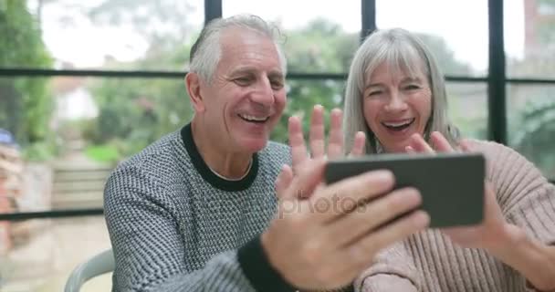 Couple sénior sur un vidéocall — Video