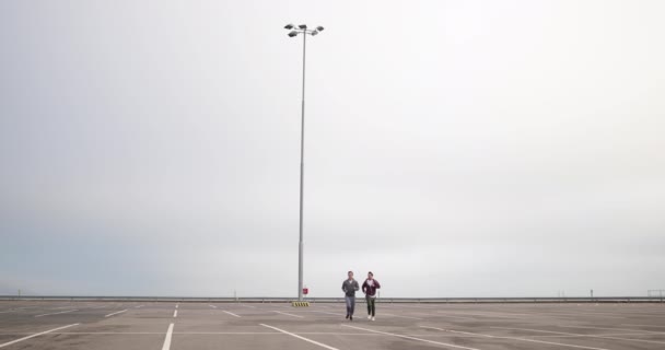 Male Friends Jogging Outdoors — Stock Video