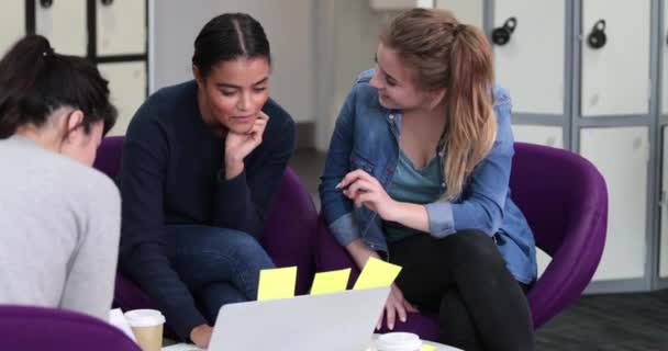 Étudiantes Travaillant Ensemble Sur Projet — Video