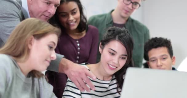 Grupo Alunos Com Professor — Vídeo de Stock