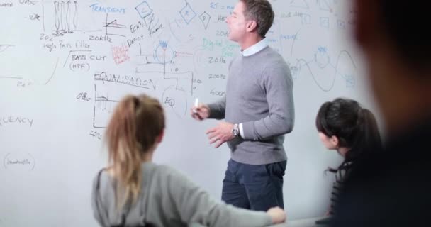Professor Förklara Teorin För Studenter — Stockvideo