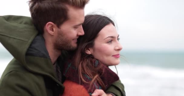 Couple Sur Plage Hiver — Video