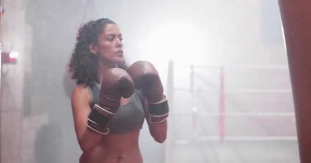 Retrato de boxeadora femenina — Vídeo de stock