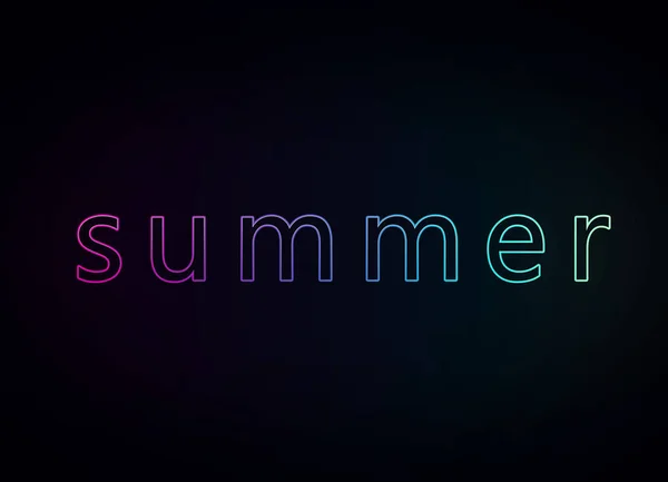 Die Inschrift Sommer Farbige Inschrift Auf Schwarzem Hintergrund Neon Leuchten — Stockfoto