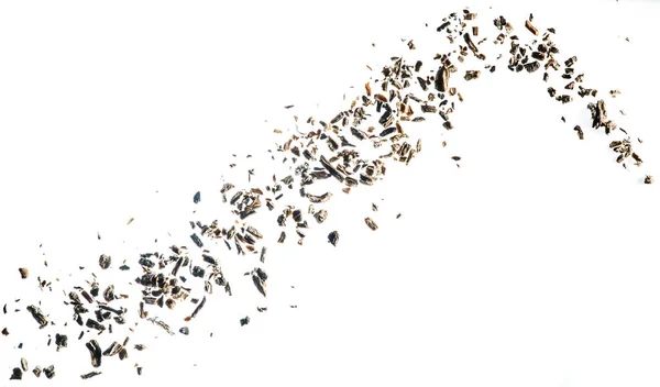 Beyaz arka planda yalıtılmış bitkiler ve baharatlar uçuşuyor. Egzotik baharatlar