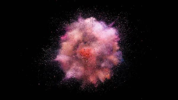 Explosão Pólvora Colorida Fundo Preto Cosméticos Rebentaram Textura Com Peças — Fotografia de Stock