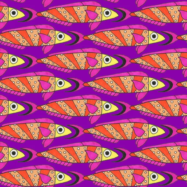 Watercolor fish pattern
