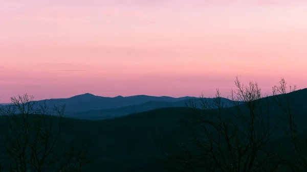 Blue Ridge Mountain sunset from the Blue Ridge Parkway National Park on a winter evening