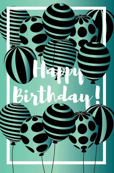 Vorlage für Geburtstagskarten mit 3D-Luftballons — Stockvektor