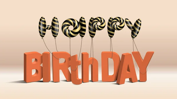 Feliz Aniversário 3d letras com balões —  Vetores de Stock