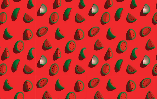 Helles nahtloses Muster von Wassermelonenstücken — Stockvektor