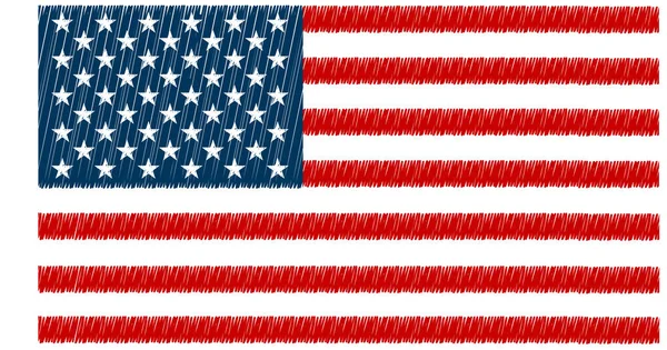 アメリカの国旗の手描きのフリーハンド スケッチ — ストックベクタ