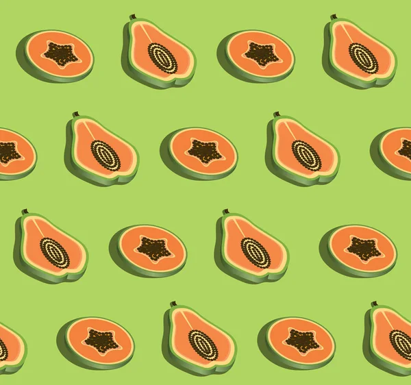 Papaya seamless pattern 3d slice — Stock Vector