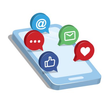 ekrandan savunduğun akıllı uygulamalar ikonları ile 3D smartphone