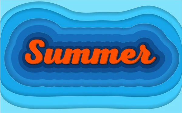 Panas musim panas di gelombang biru, gaya komposisi, grafis abstrak - Stok Vektor