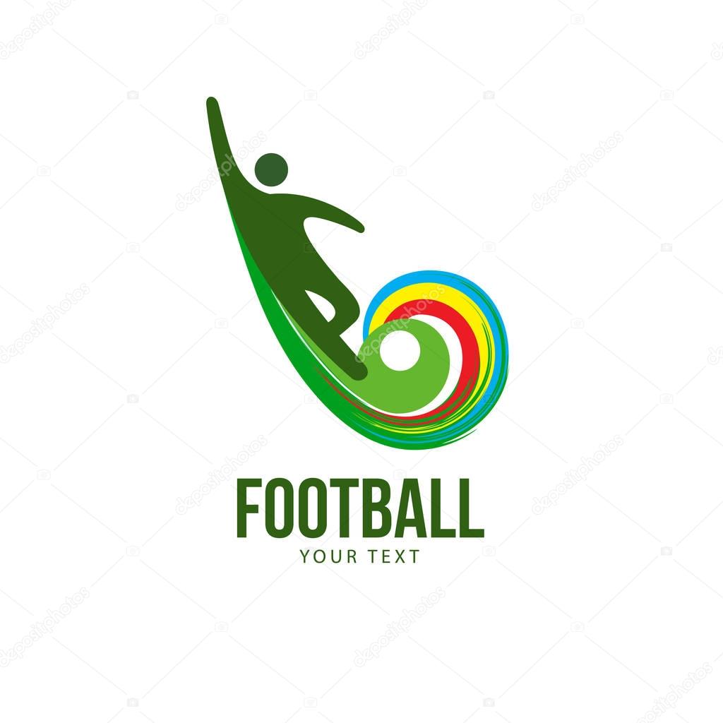 Stylized football soccer logotype, the happy winner 