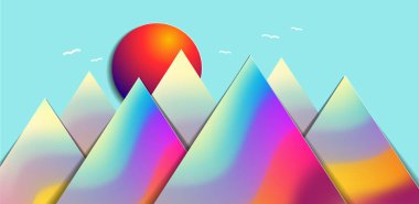 dağlar ve tepeler arasında güneş manzara güzel kağıt yapılmış