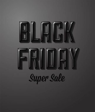 Siyah Cuma satış kartı 3d eski okul mektuplar, siyah siyah ile